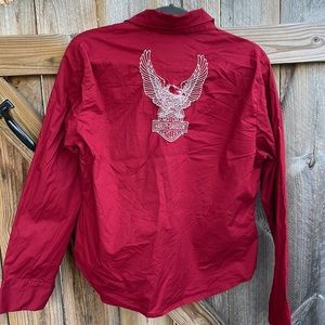 Harley-Davidson Red Eagle Back Logo Button-Up Shirt